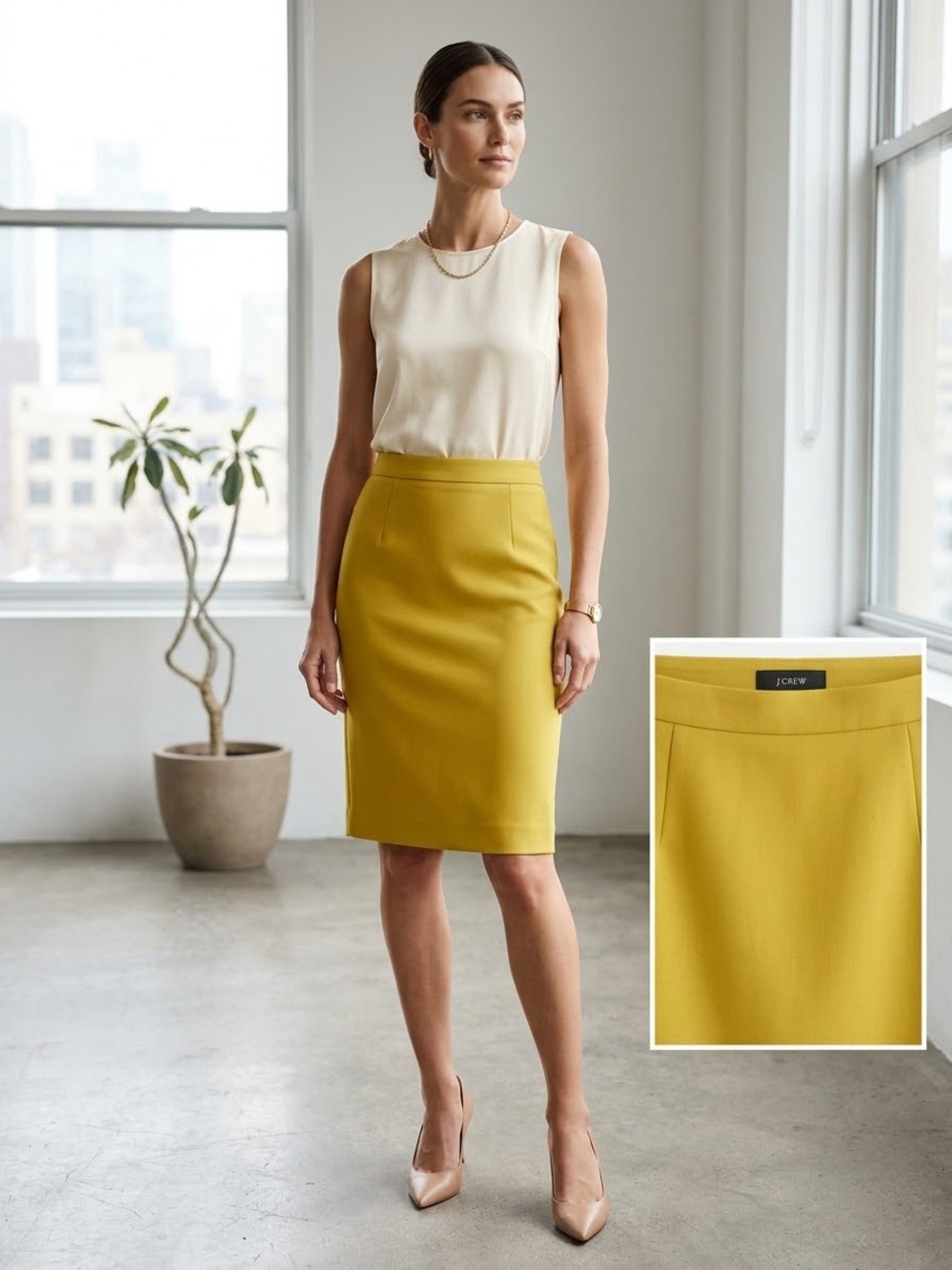 J. Crew Yellow Mustard Pencil Skirt